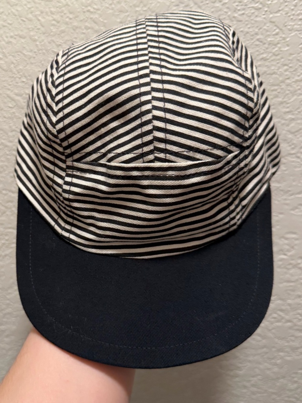 George Hats Black & White Striped 5-Panel
